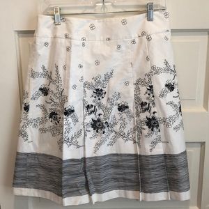 Loft black & white laser cut pencil drawing skirt